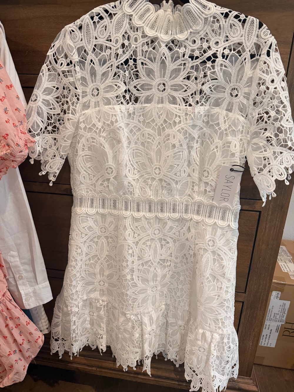SAYLOR White Floral Crochet Lace Dress